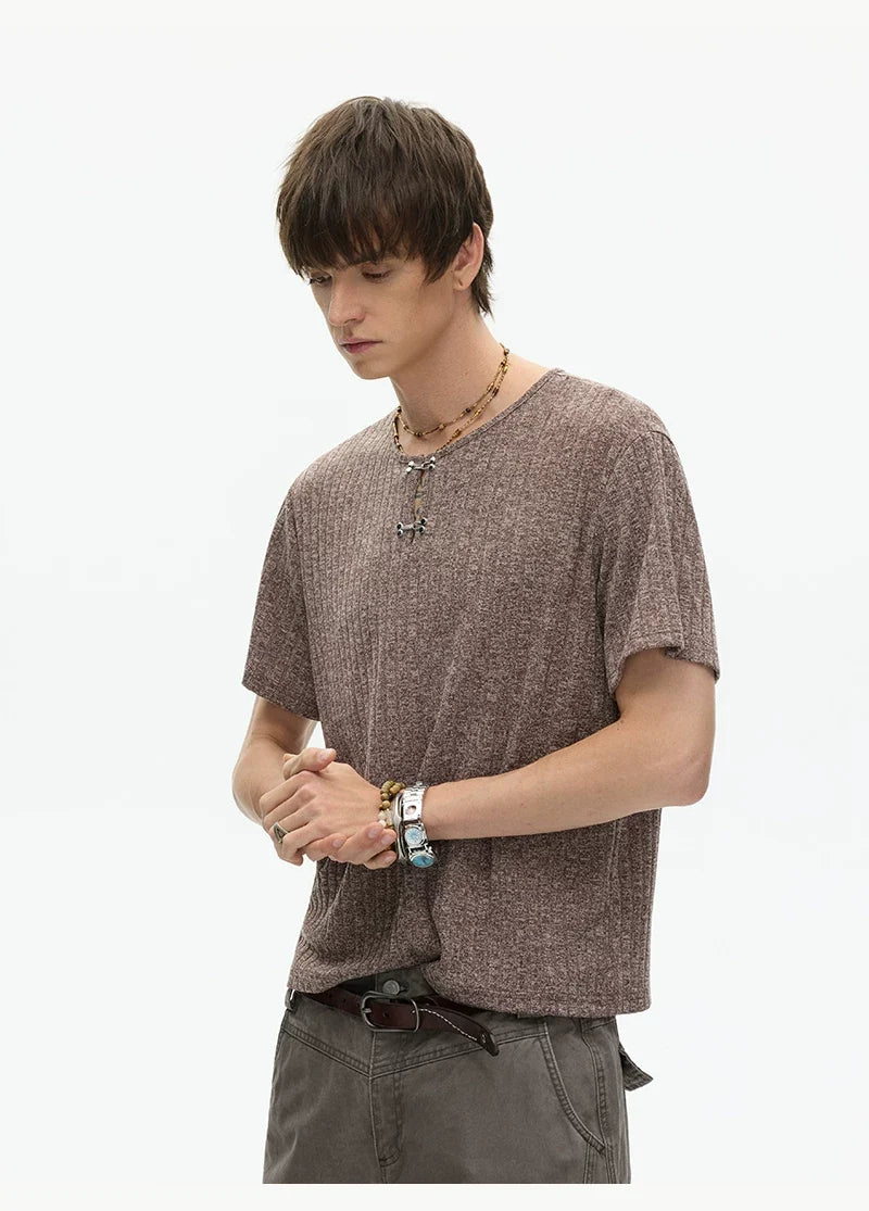 Clay Heather Textured Knit Tee