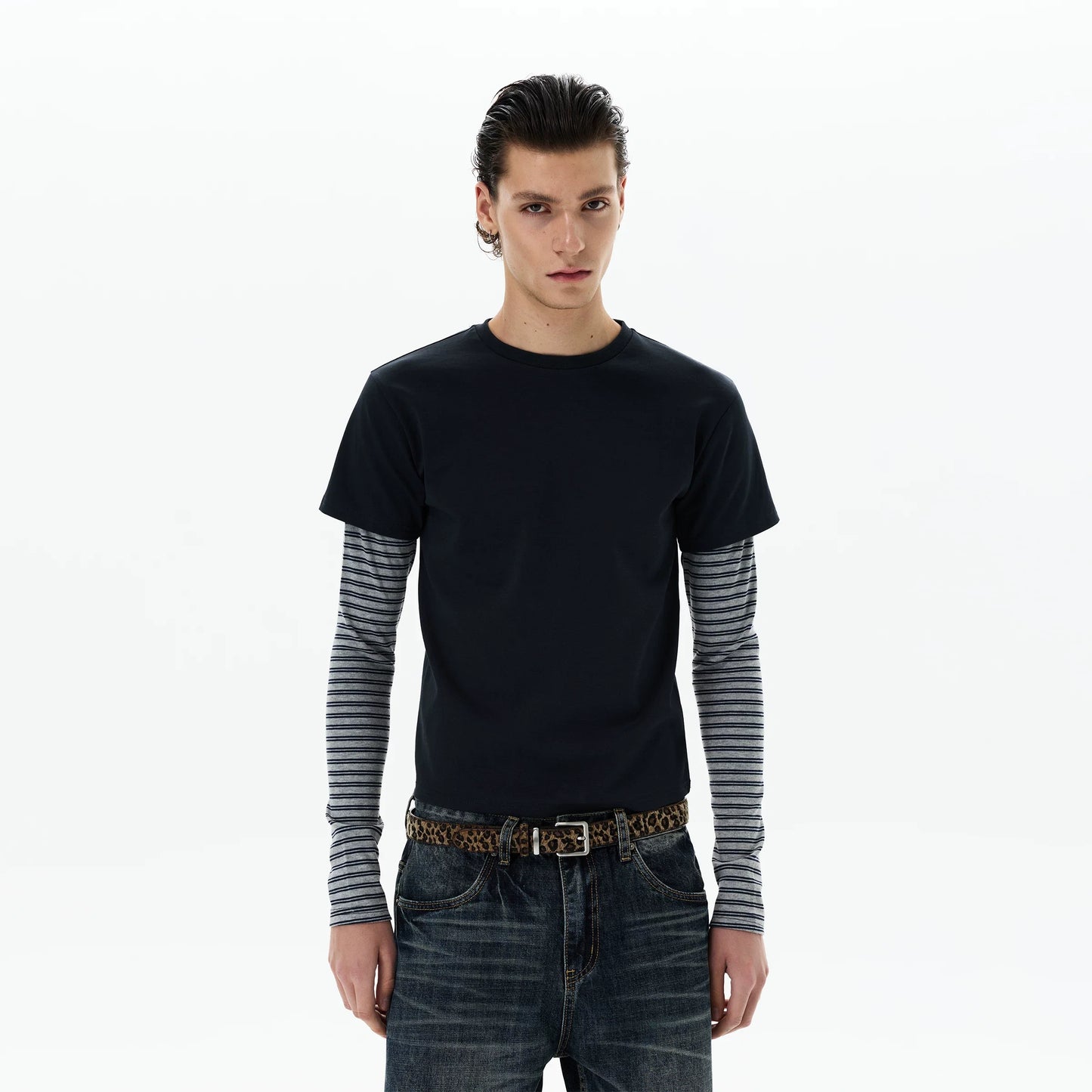 Shadow Stripe Layered Long Sleeve Tee