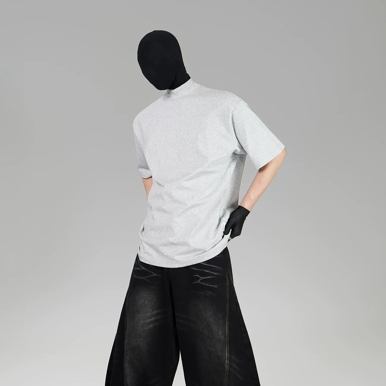Blank Signal High‑Neck Oversized Tee