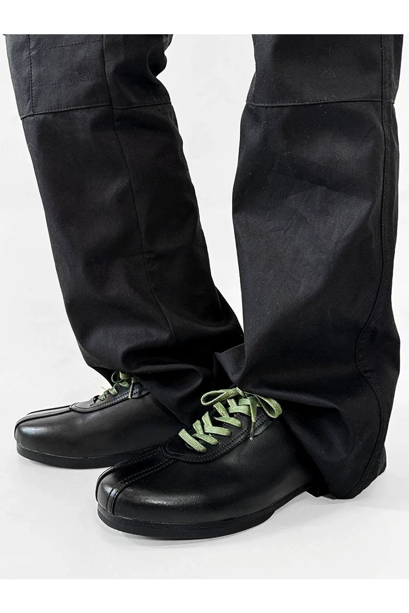 Black Split-Toe Derby Shoes with Green Laces - Skipkicks