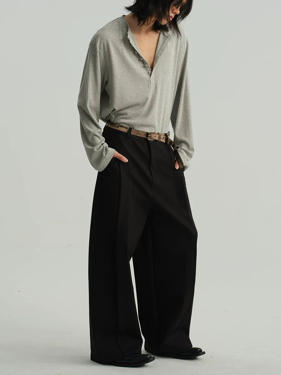 Classic Neutral Long-Sleeve Henley Tee