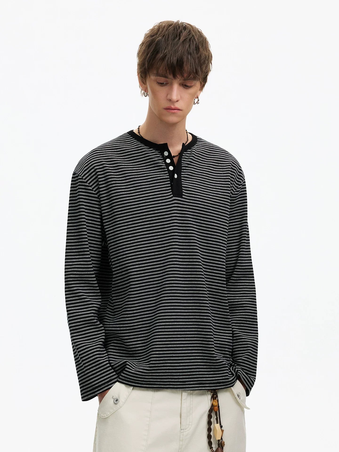 Stripe Henley Lounge Tee