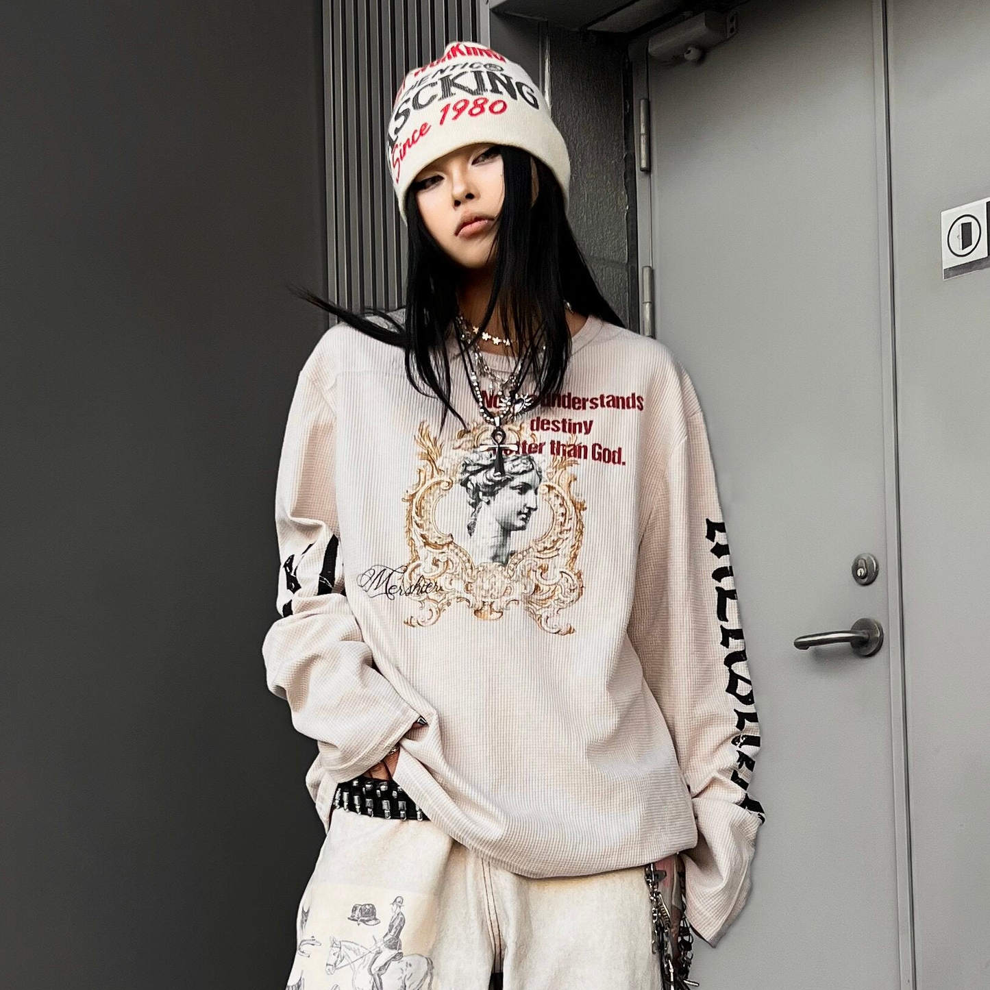 Men's Waffle Oversized Long-Sleeve Tee
