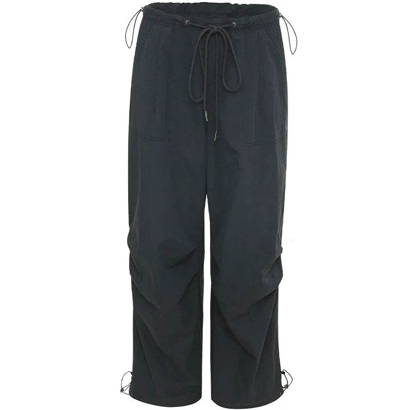 Relaxed Drawstring Parachute Cargo Pants for Effortless Style
