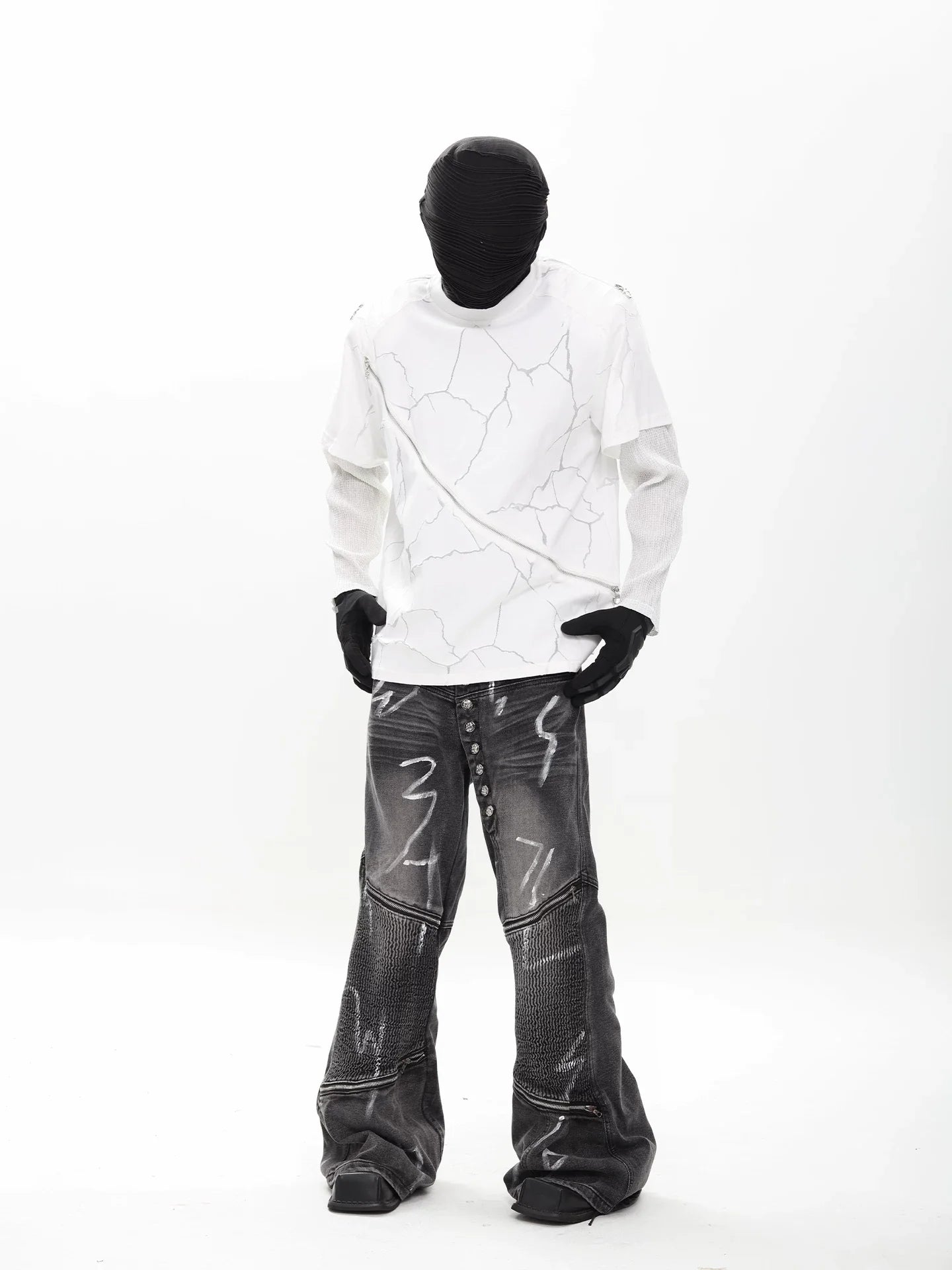 Faultline Diagonal Zip Layered Tee