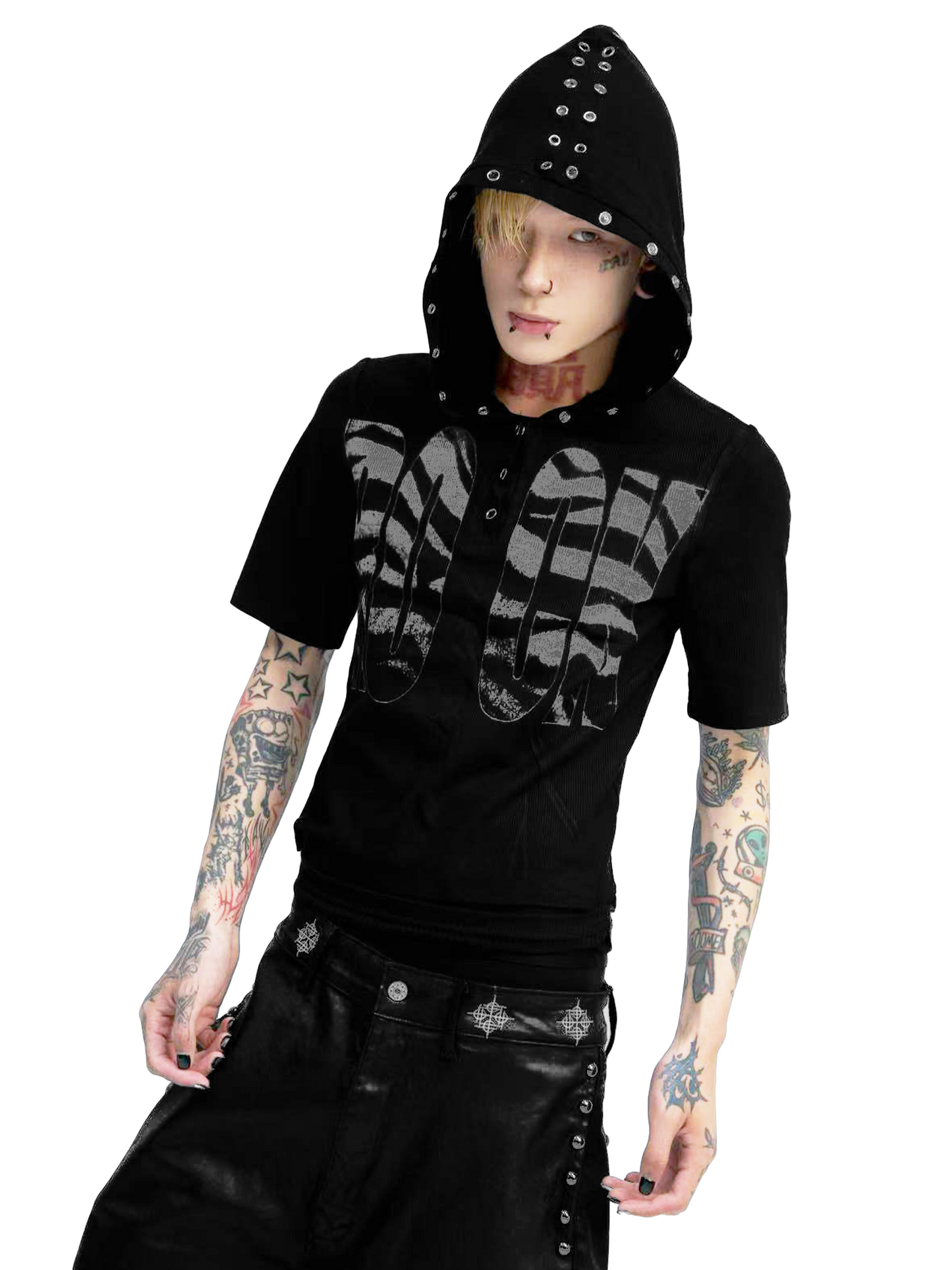 Midnight Rivet Hooded Graphic Tee