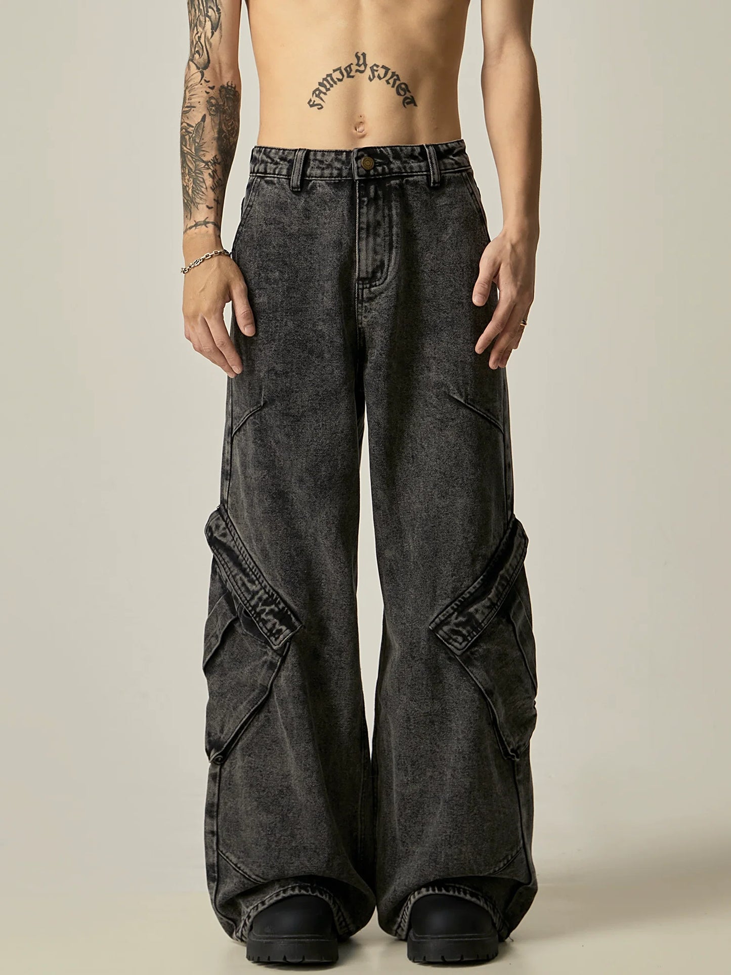 Obsidian Surge Cargo Wide Jeans