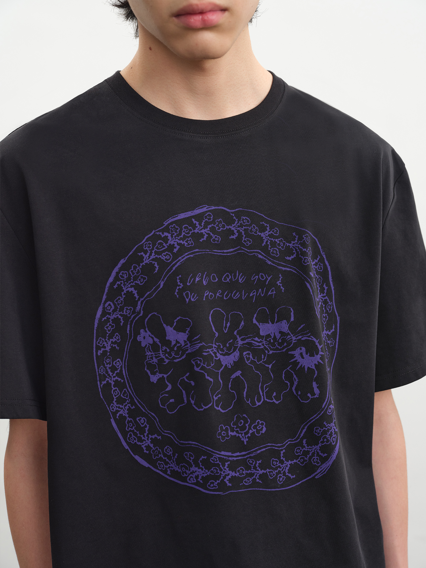 Purple Circular Rabbit Graphic Tee