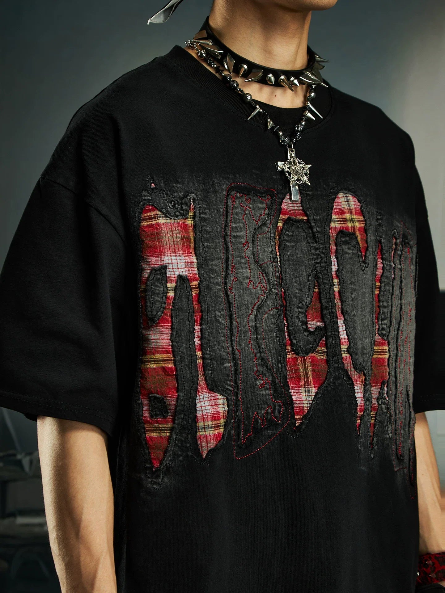 Bleached Shred Plaid Slash Tee
