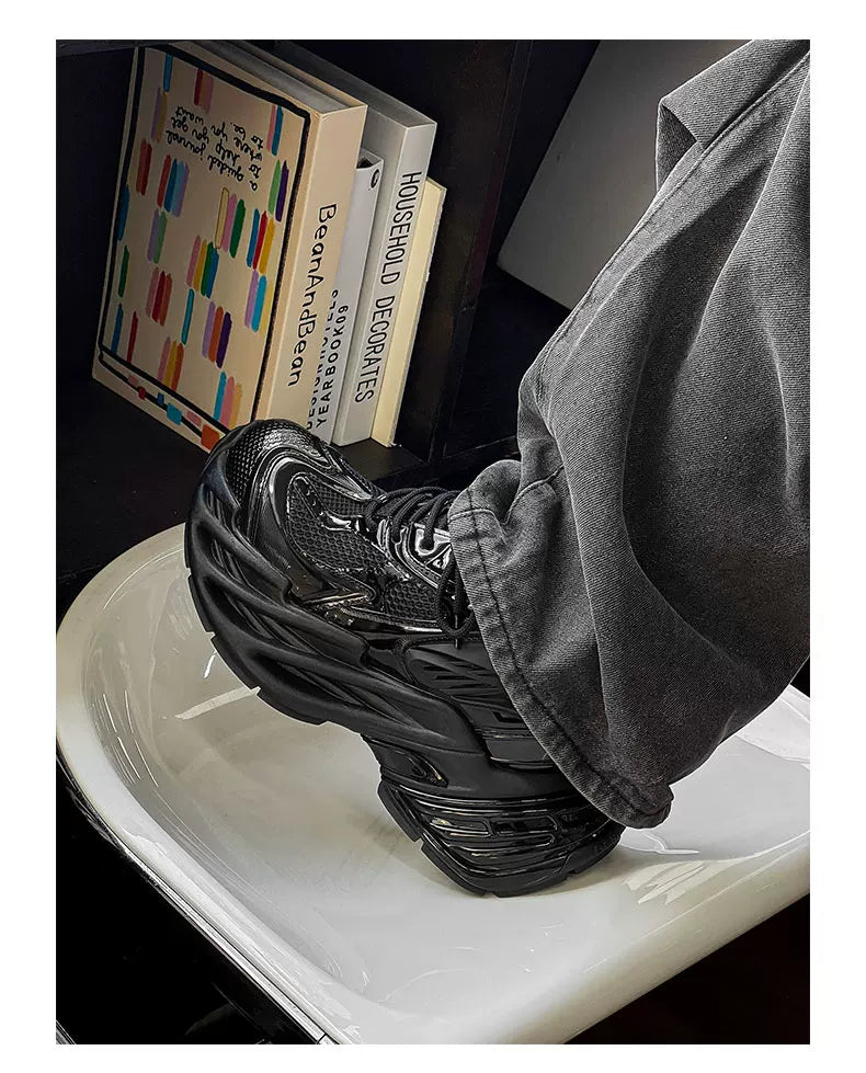Futuristic Metallic Platform Runner Sneakers - Skipkicks