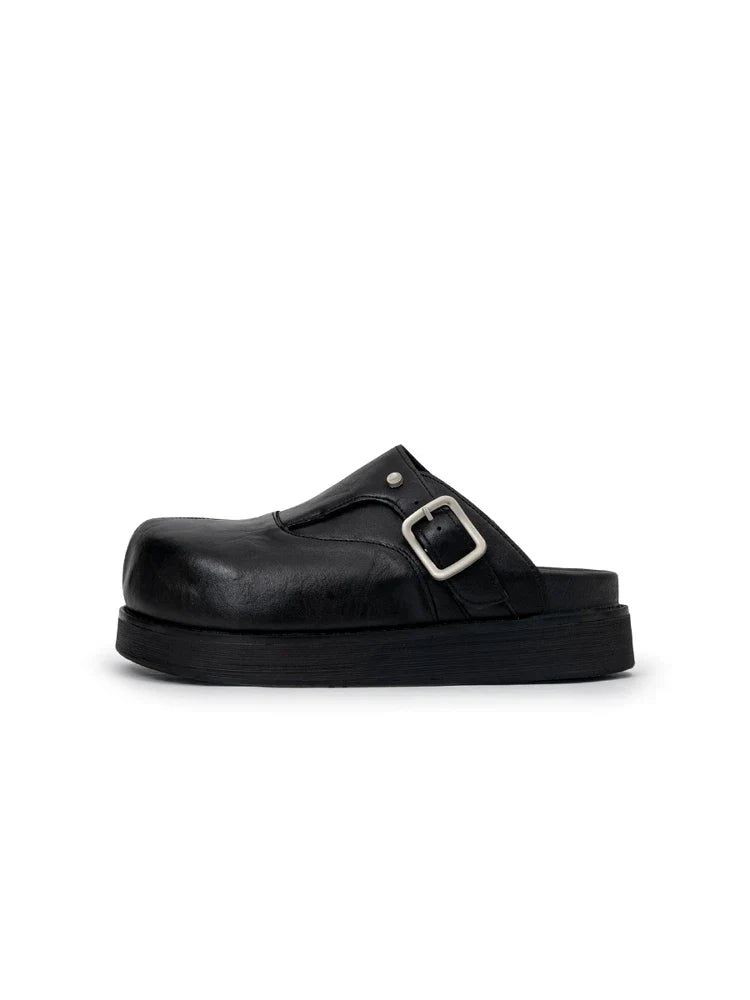 Onyx Buckle Platform Mules - Skipkicks
