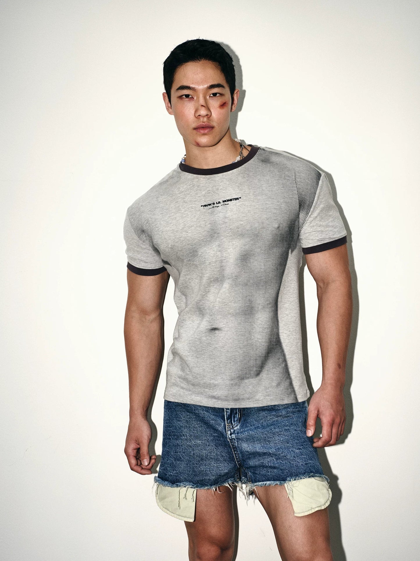 Ash Mesh Contrast Ringer Tee