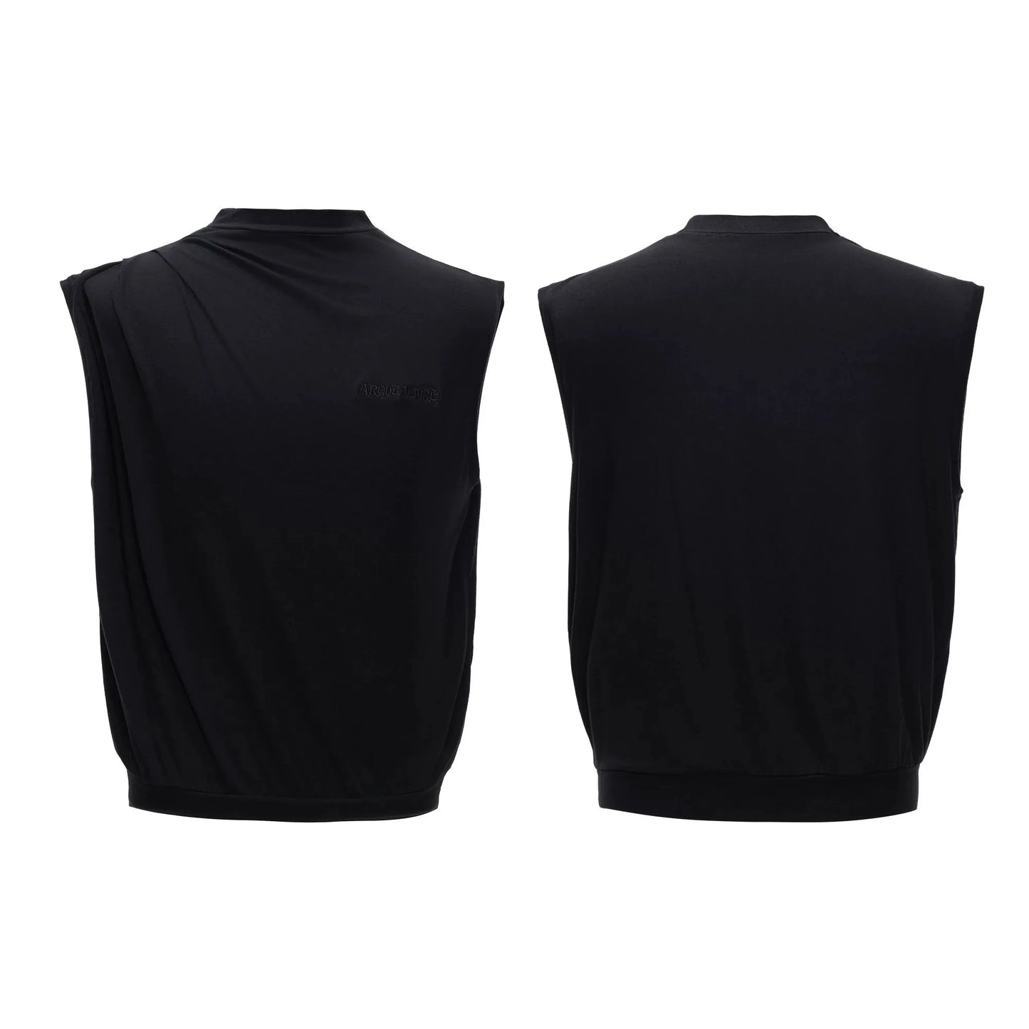 Sleeveless Mock Neck Draped T-Shirt