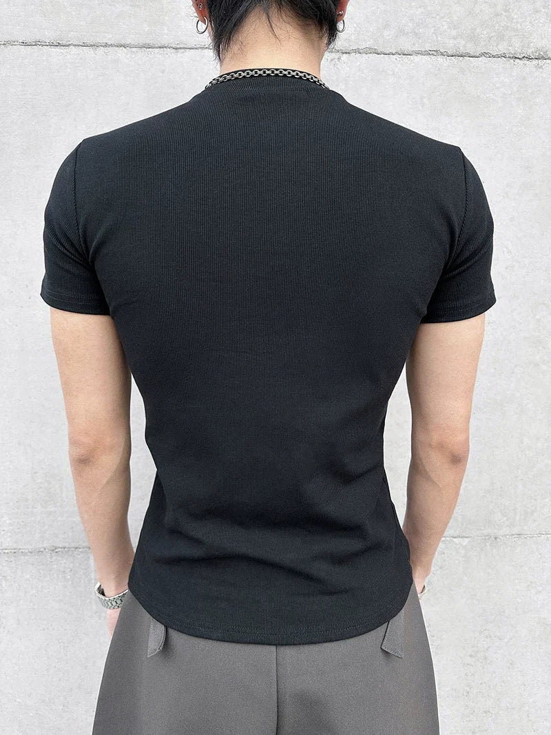 Fitted Mock-Neck Short-Sleeve Tee