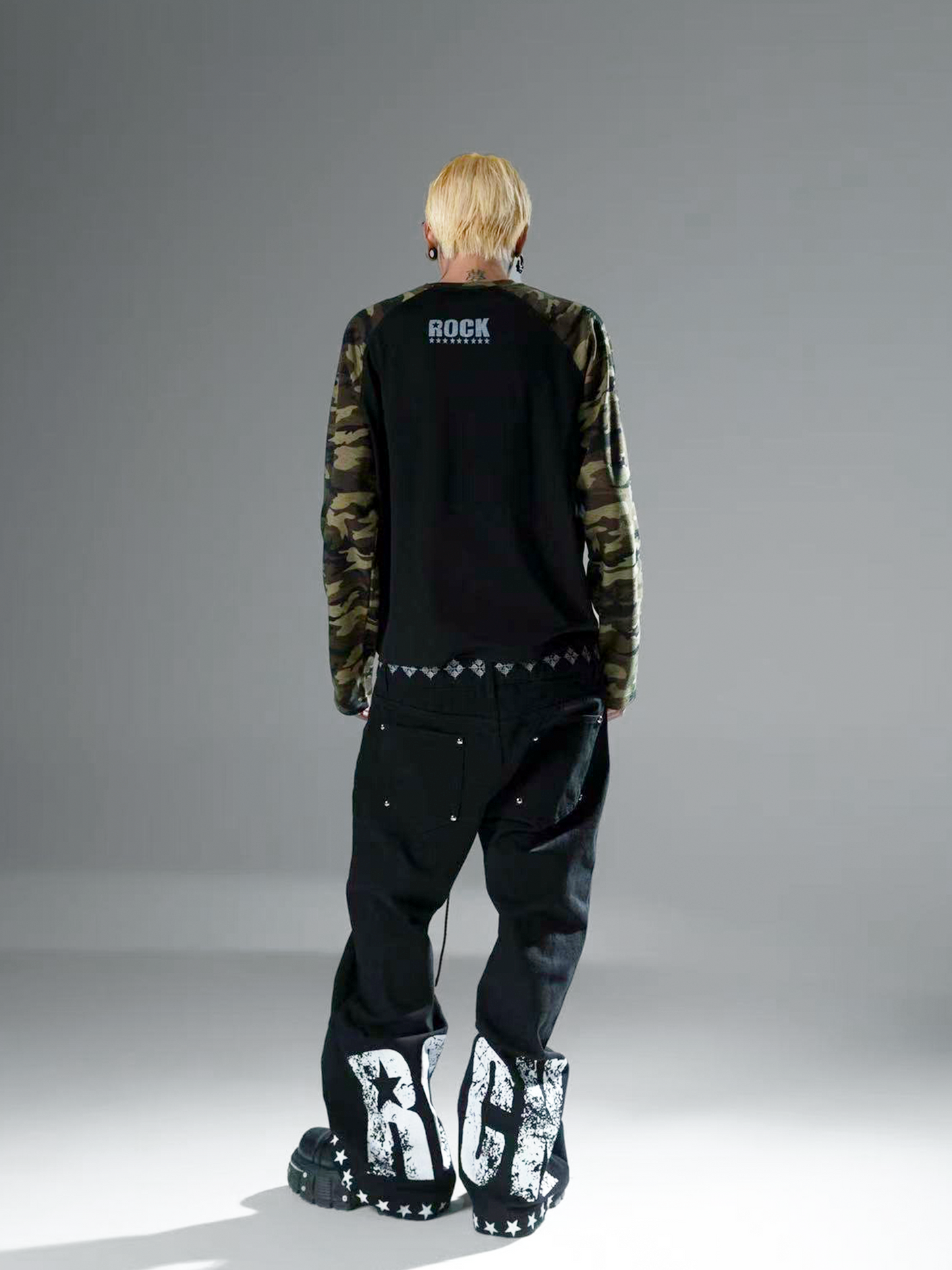Camo Skull Star Raglan Long-Sleeve Tee