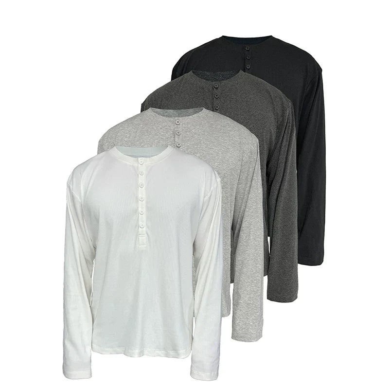 Classic Neutral Long-Sleeve Henley Tee