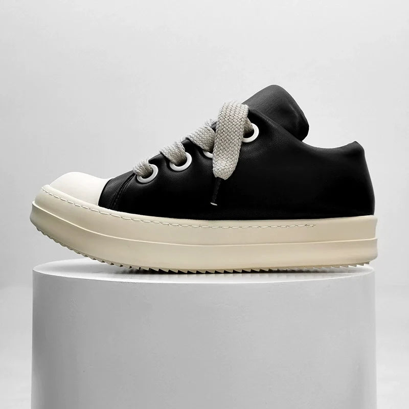 Black Thick Sole Casual Sneakers - Skipkicks