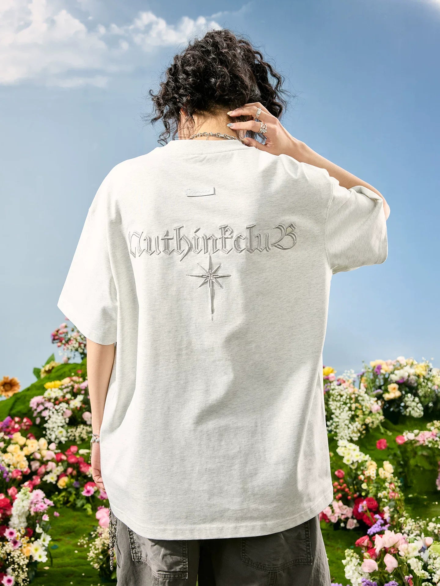 Oversized Tonal Embroidered Back T-Shirt