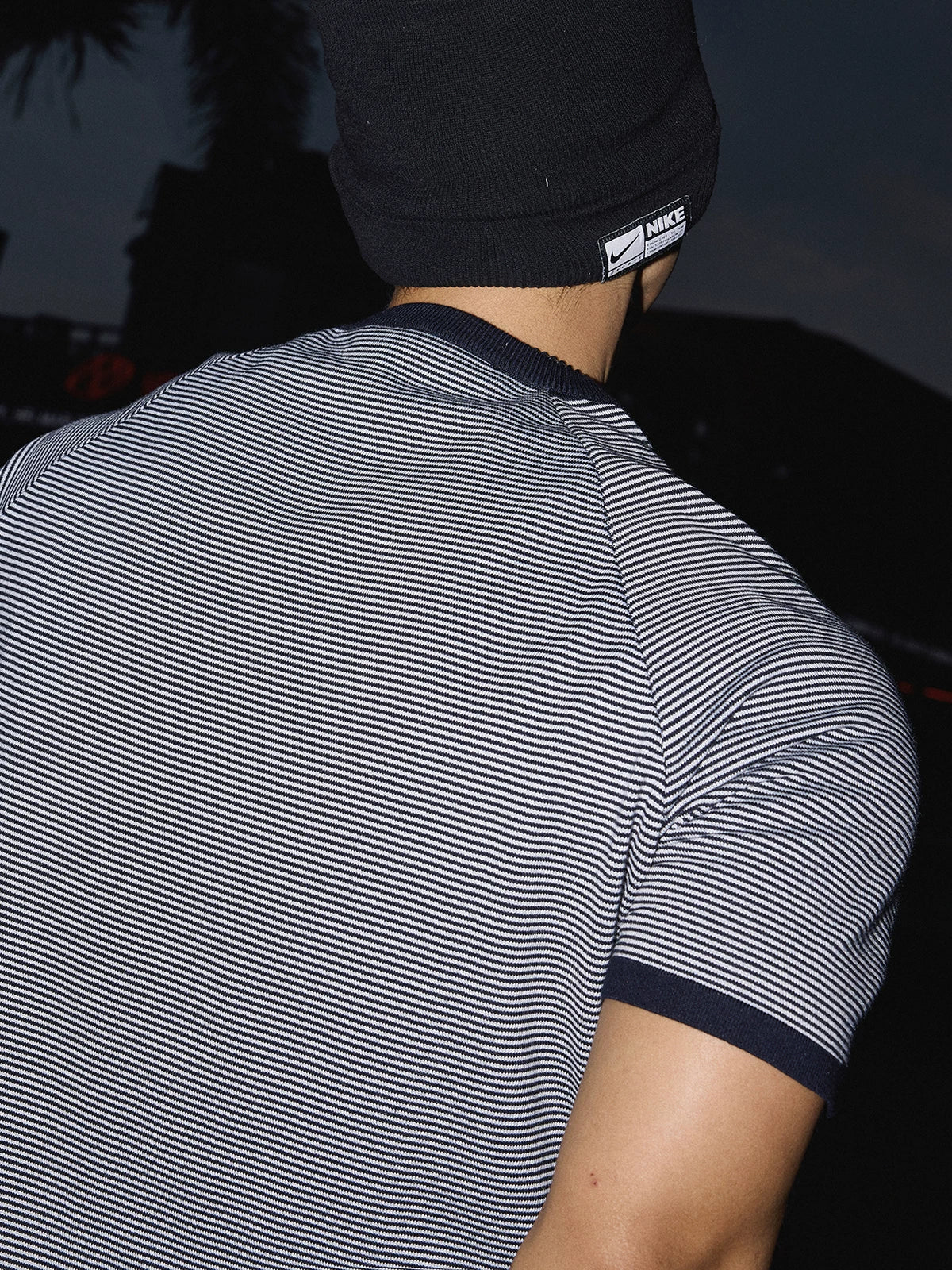 Midnight Microstripe Raglan Tee