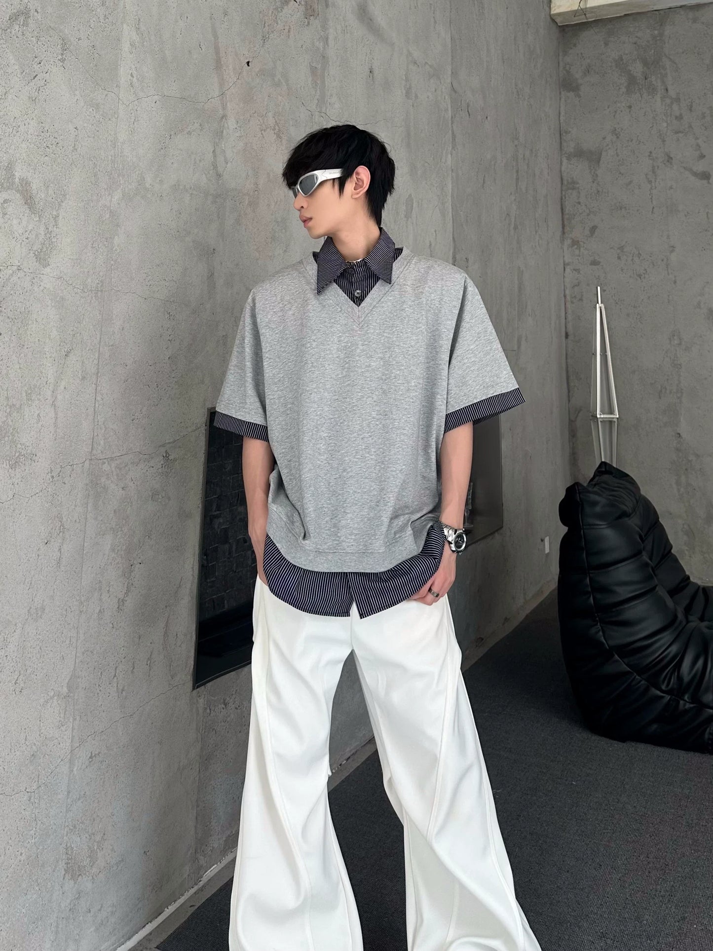 Ash Layered V-Neck Tee