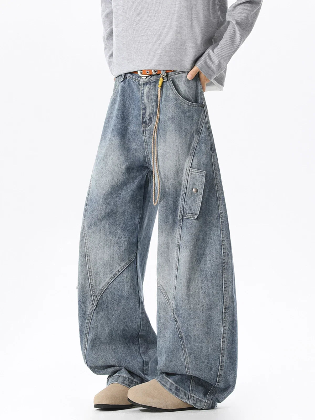 Harbor Drift Ultra‑Wide Cargo Jeans