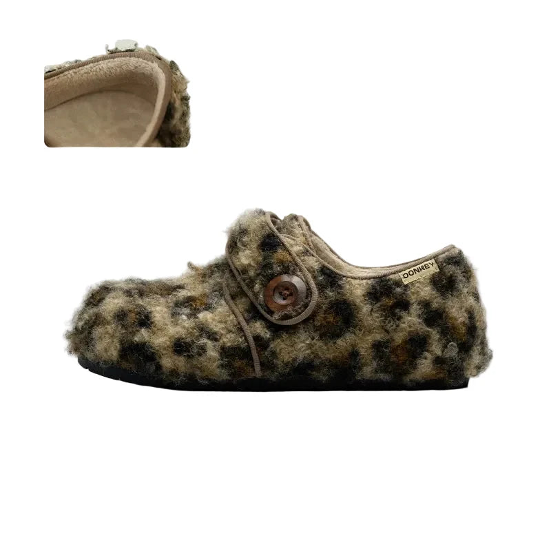 Cozy Fleece Button Mary Jane Slippers - Skipkicks