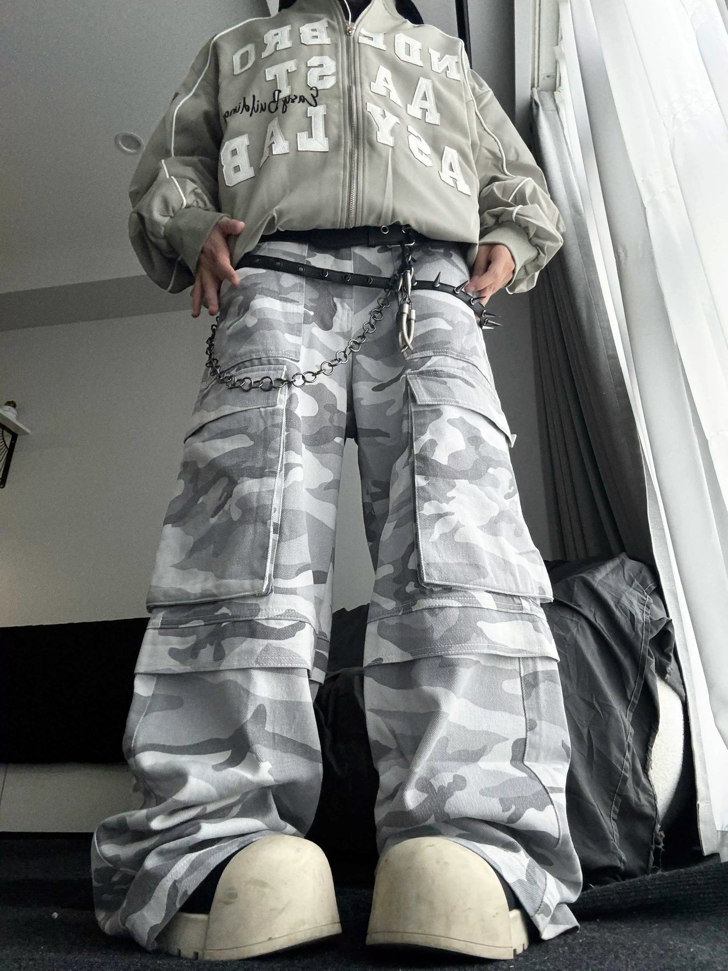 Men's Camouflage Multi-Pocket Wide-Leg Cargo Pants