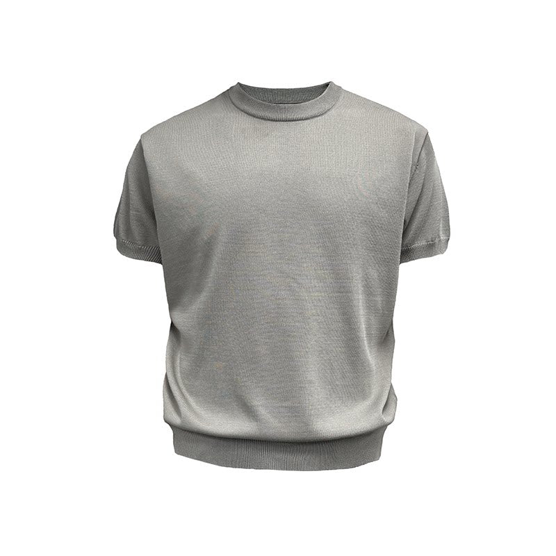 Mock Neck Short-Sleeve Knit Tee