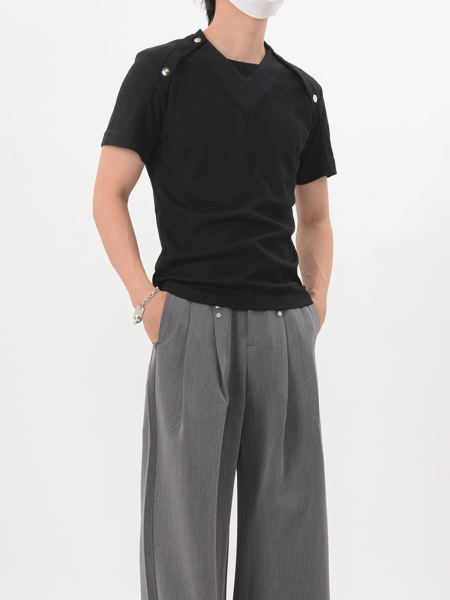 Shoulder Snap Knit Tee