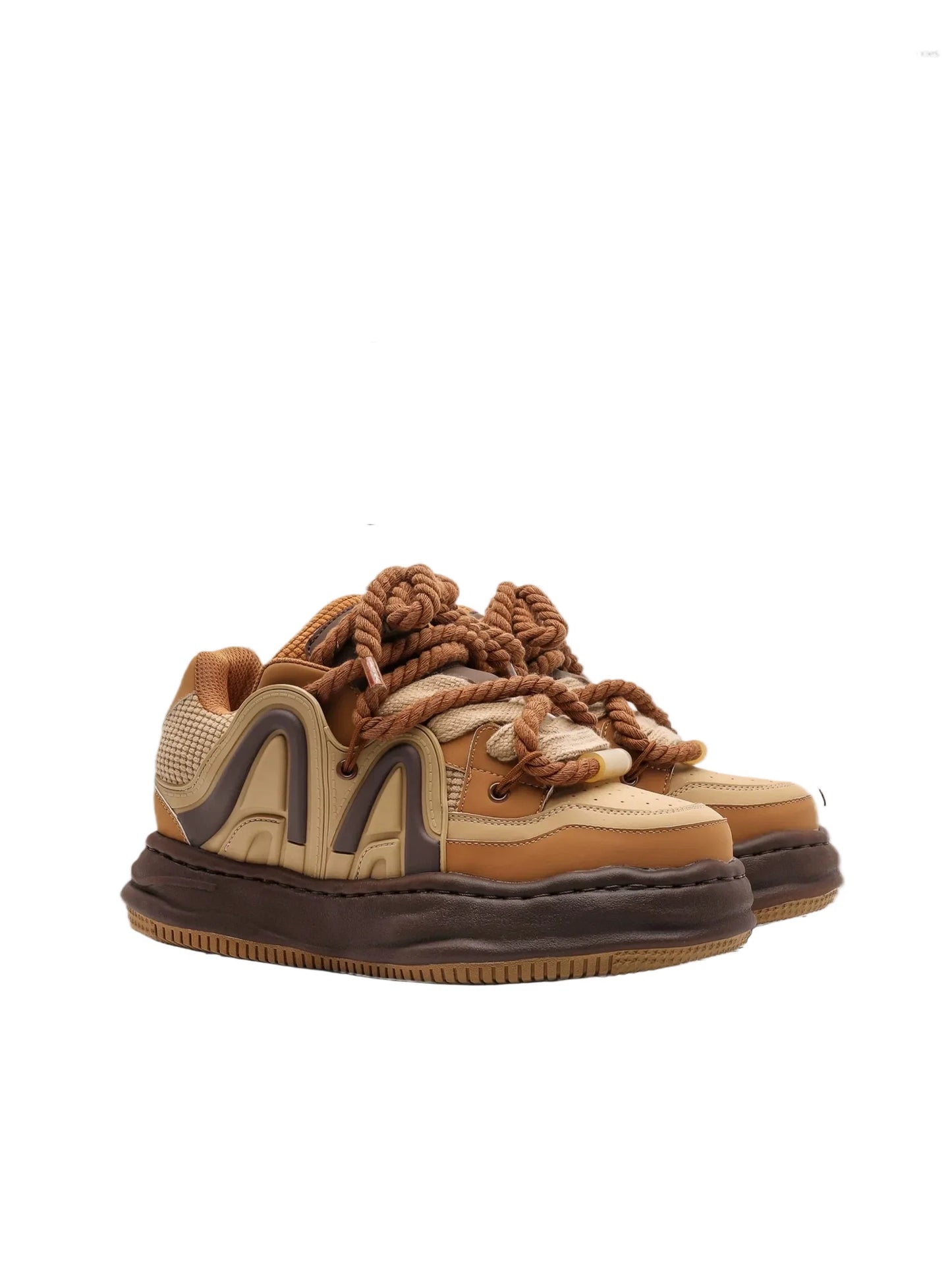 Chunky Rope Lace Thick Platform Sneakers - Skipkicks