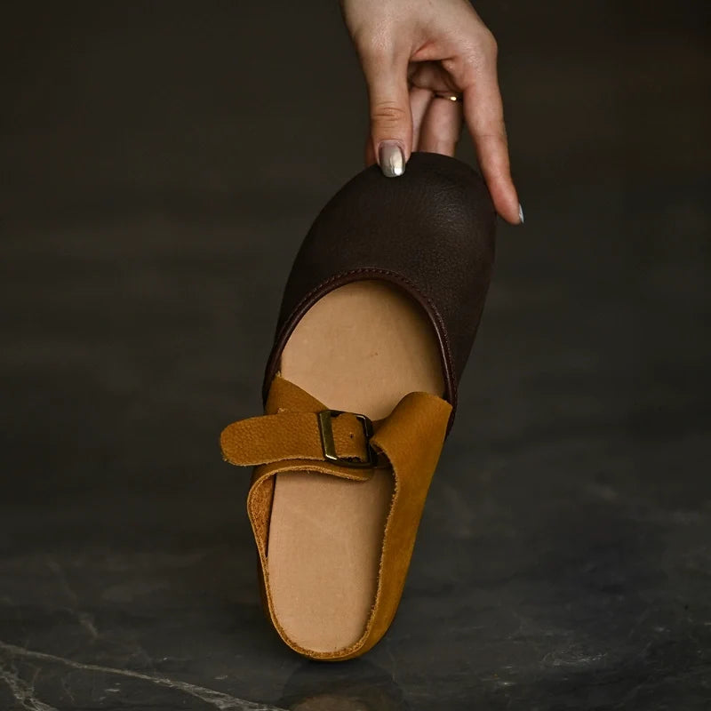 Two-Tone Leather Mary Jane Flats - Skipkicks