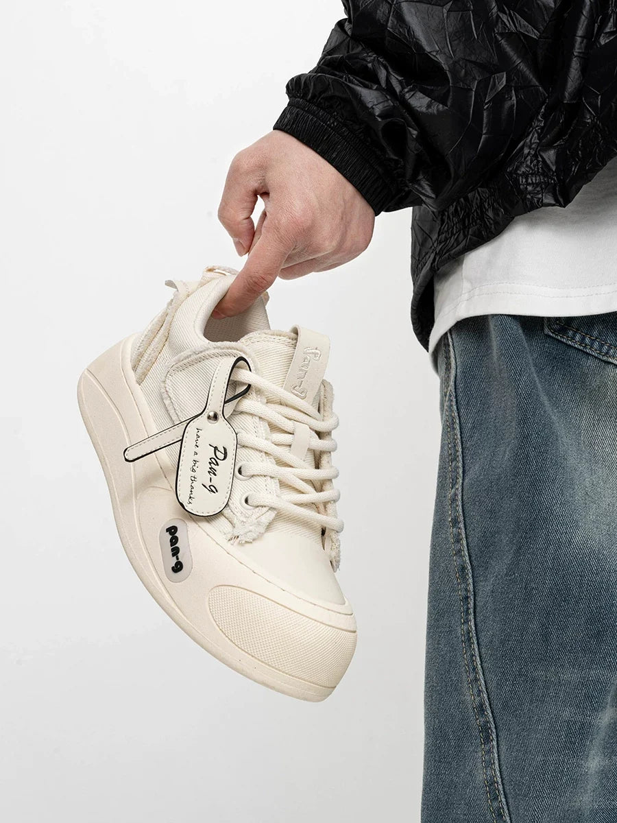 Monochrome Tag Canvas Sneakers - Skipkicks