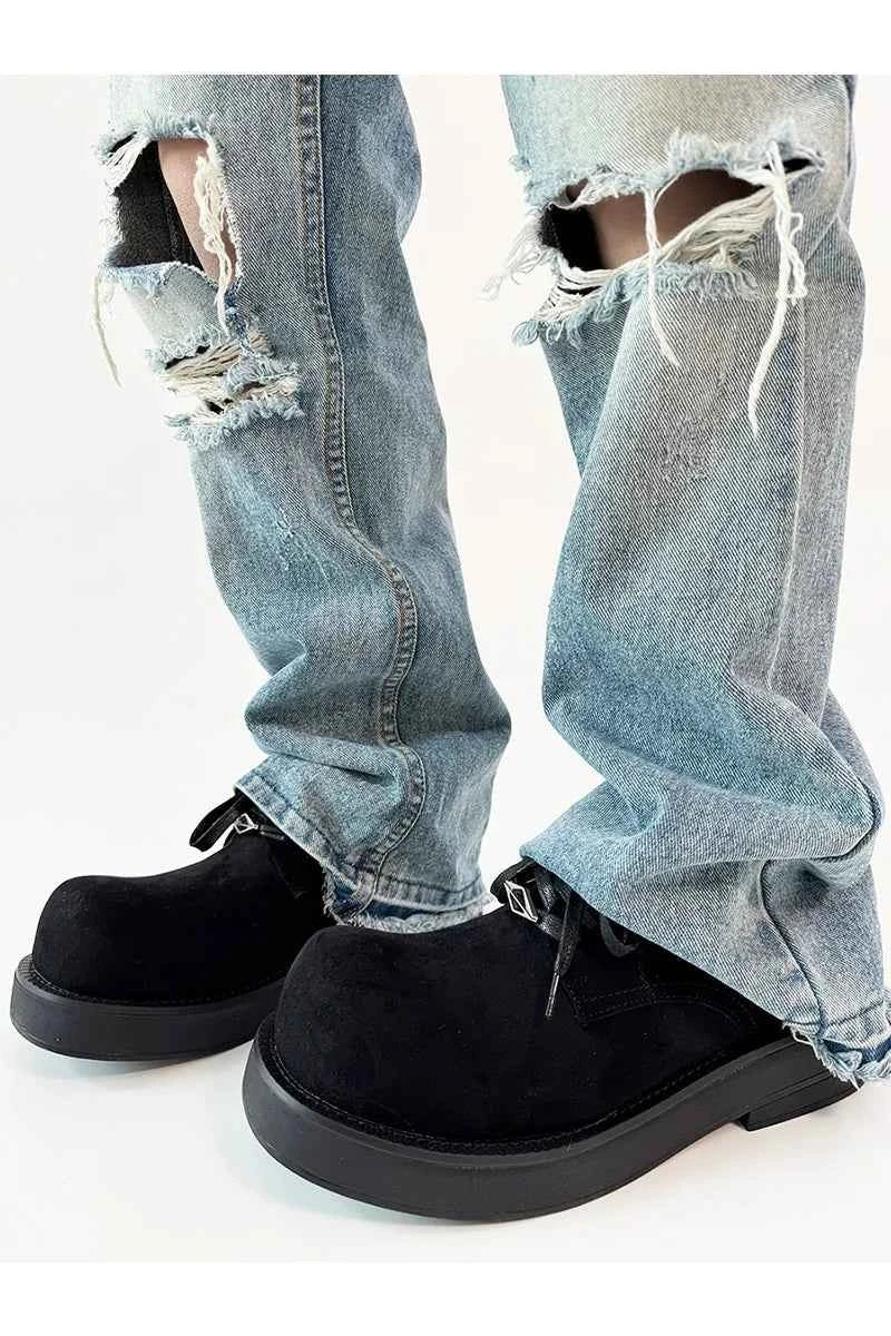 Chunky Work-Style Suede Derby Shoes