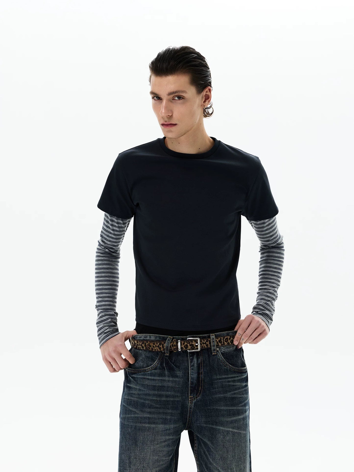 Shadow Stripe Layered Long Sleeve Tee