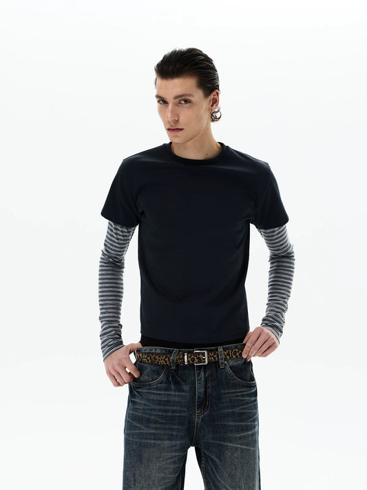 Shadow Stripe Layered Long Sleeve Tee