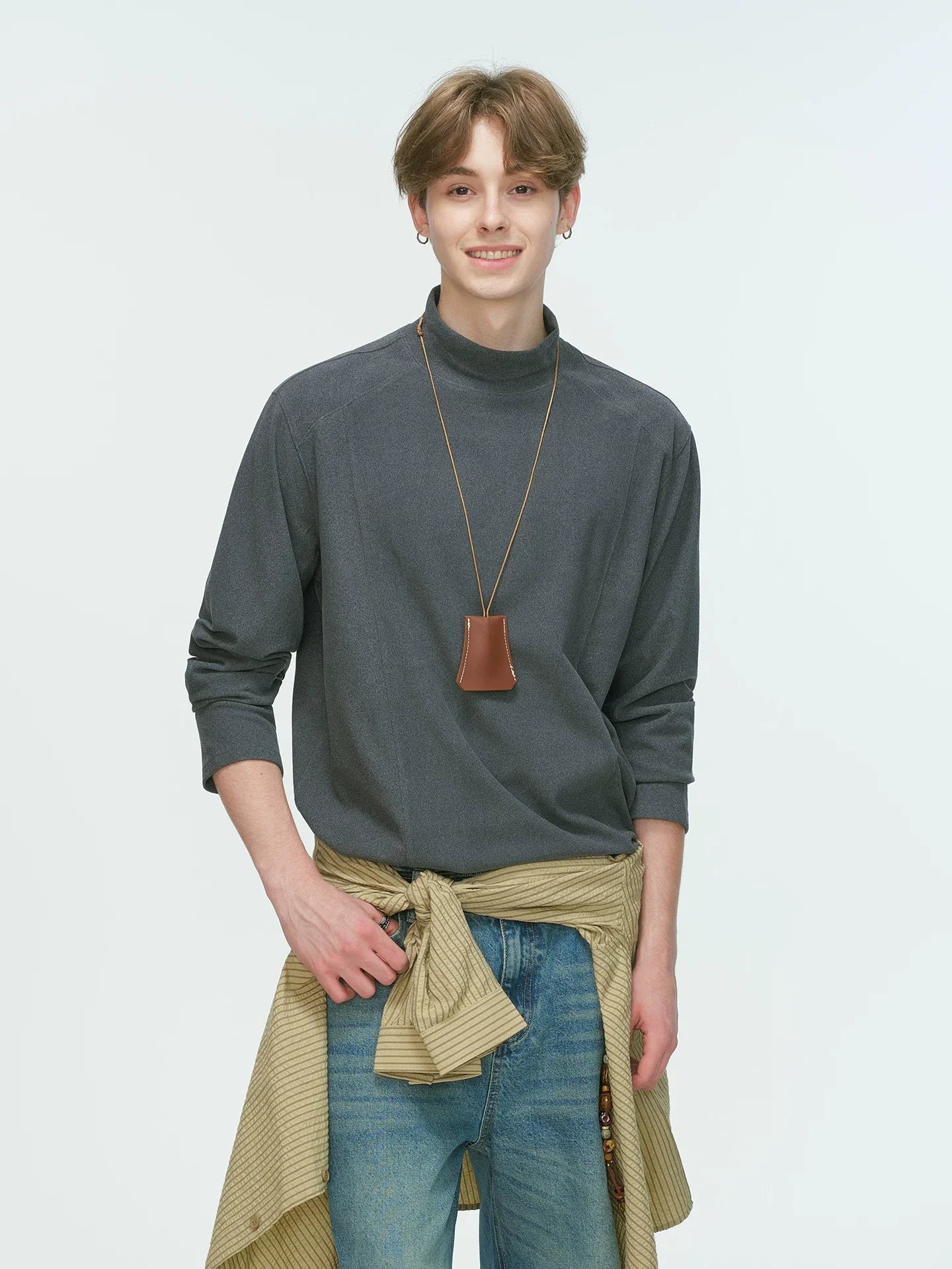 Draped Edge Mockneck Top