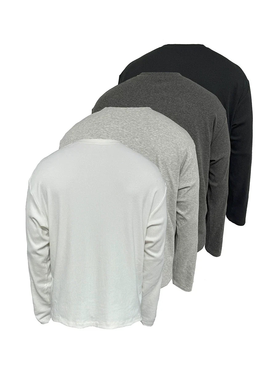 Classic Neutral Long-Sleeve Henley Tee