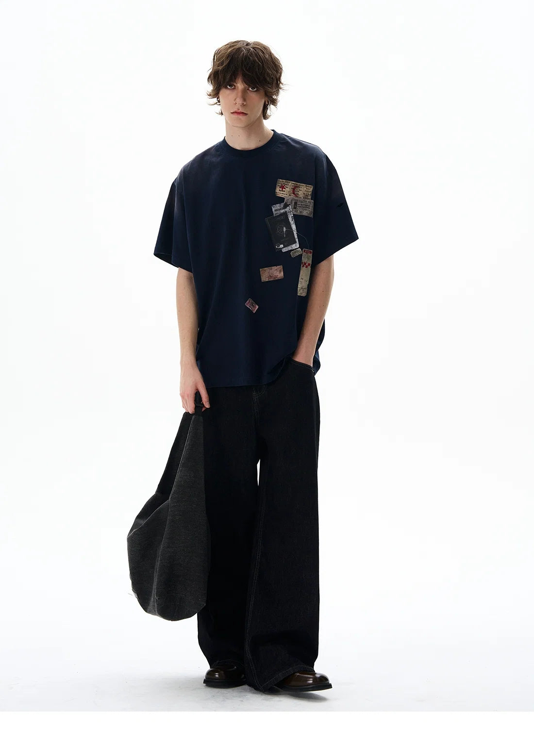 Passport Stamp Graphic Oversized T-Shirt