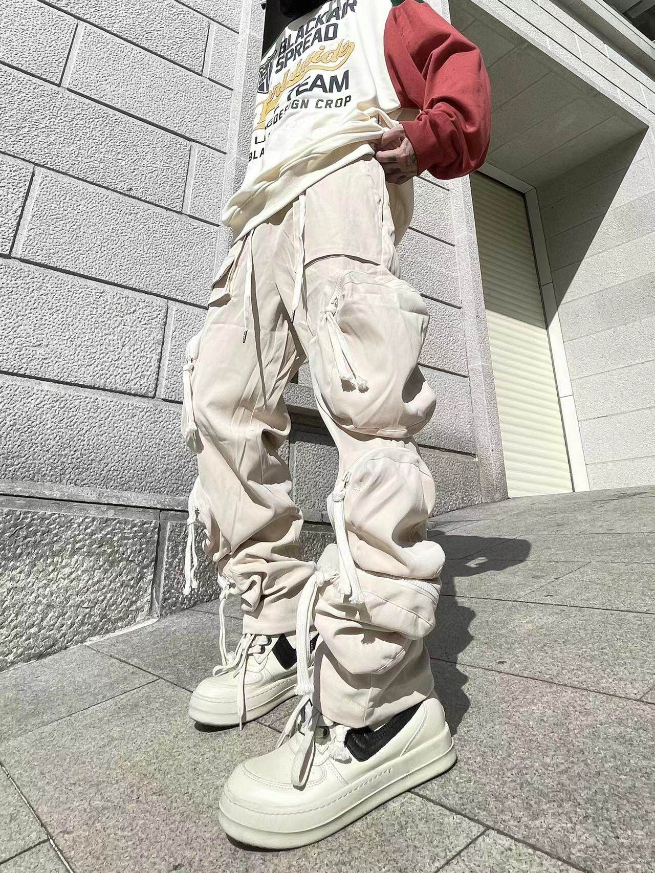 Men's Drawstring Tapered Multi-Pocket Cargo Pants