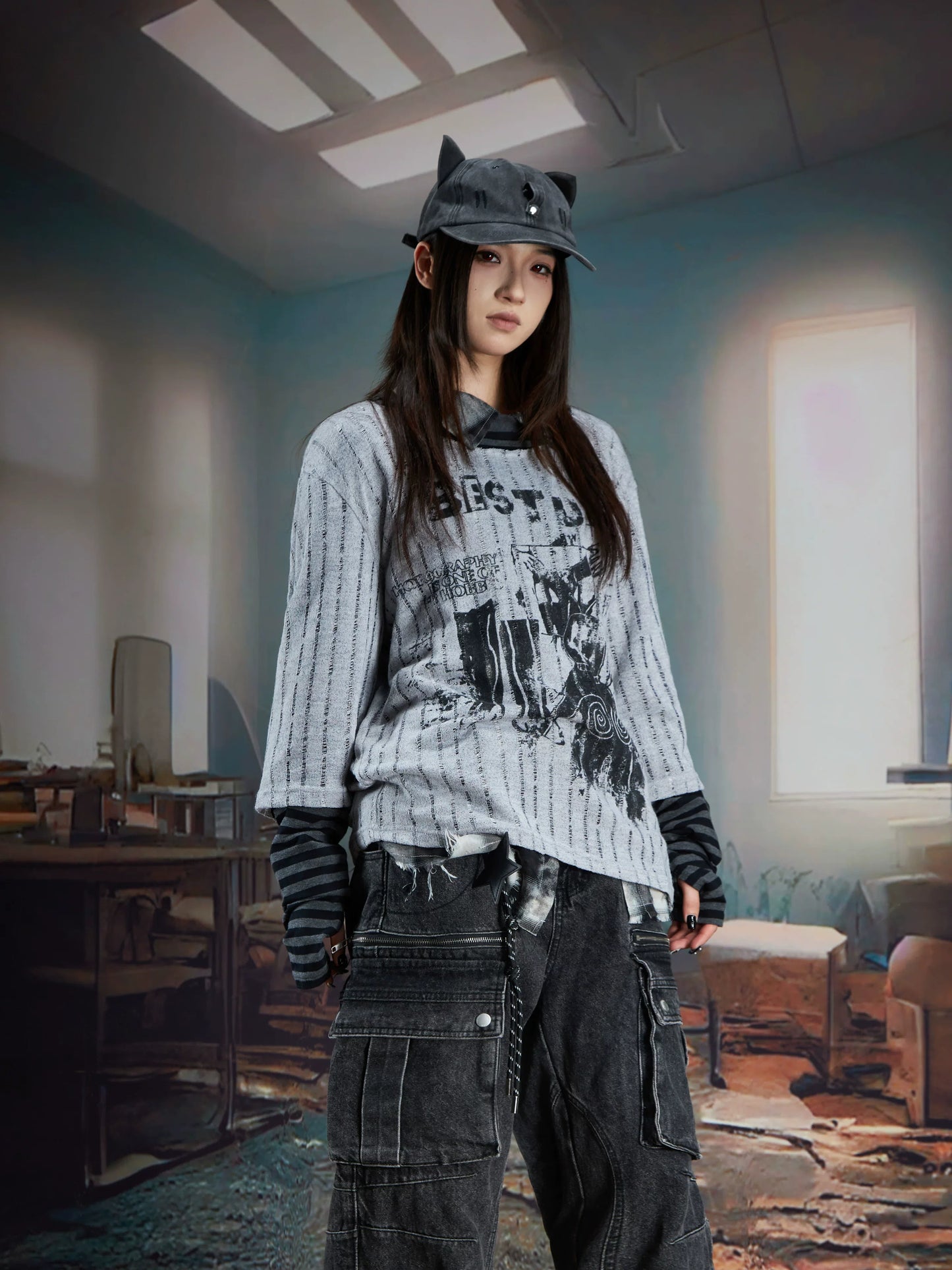 Beststuff Phantom Stripe Layered Tee
