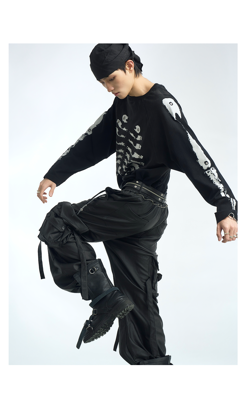 Skeleton Graphic Raglan Long Sleeve T Shirt