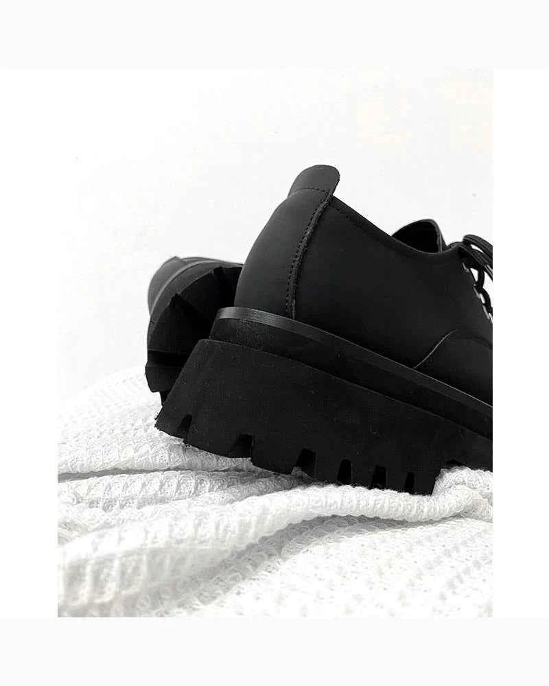 Thick-Soled Chunky Black Platform Derby Shoes