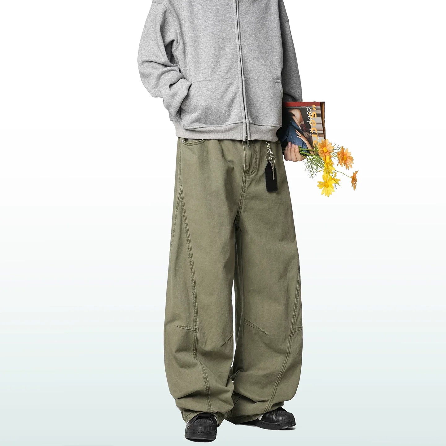 Sage Drift Wide Cargo Trousers