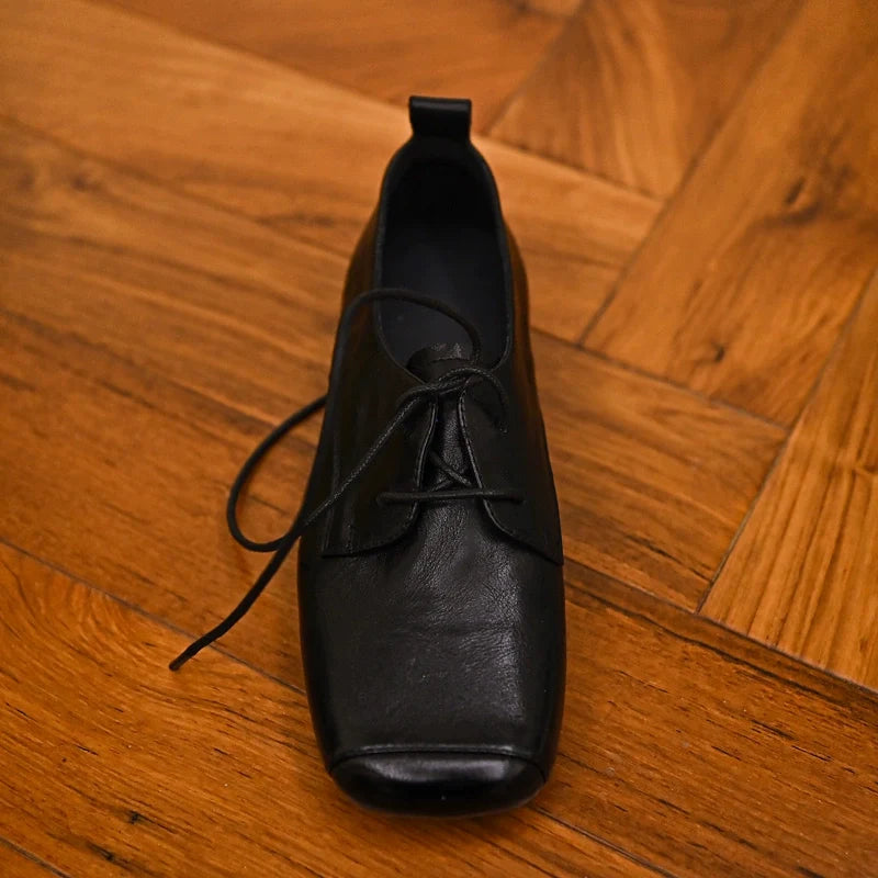 Noir Classic Square-Toe Derby Shoes - Skipkicks