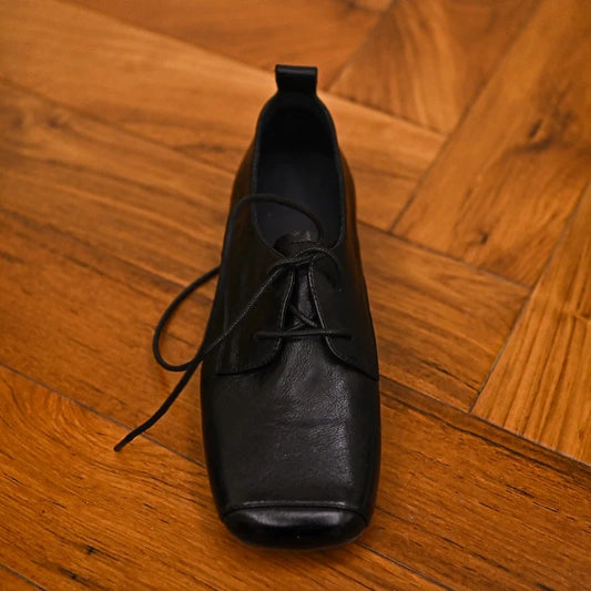 Noir Classic Square-Toe Derby Shoes - Skipkicks