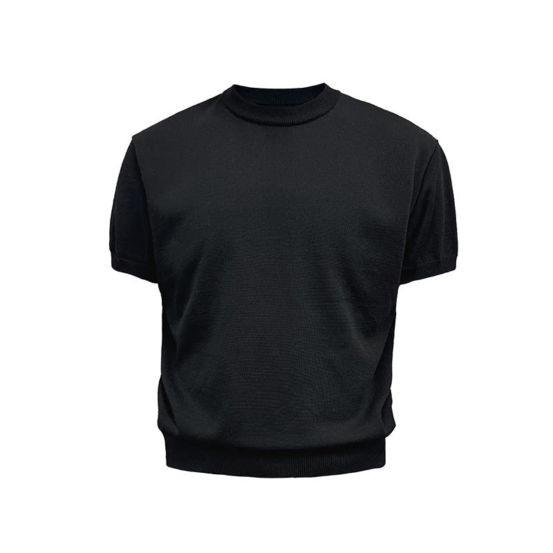 Mock Neck Short-Sleeve Knit Tee
