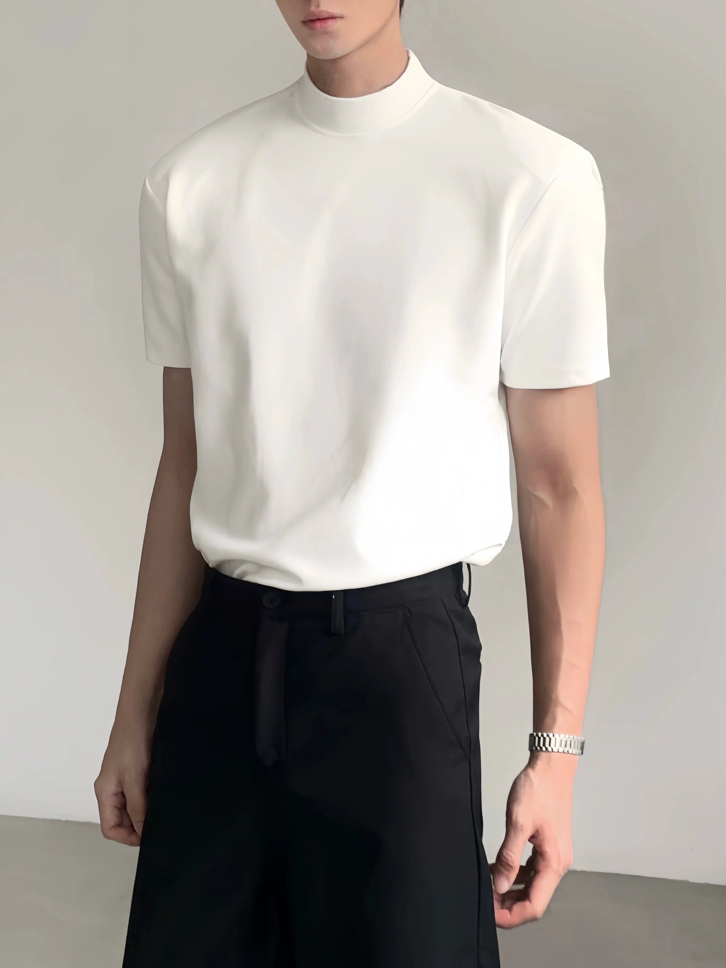 Structured Mock Neck Tee