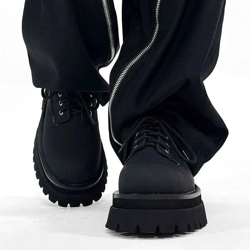 Thick-Soled Chunky Black Platform Derby Shoes