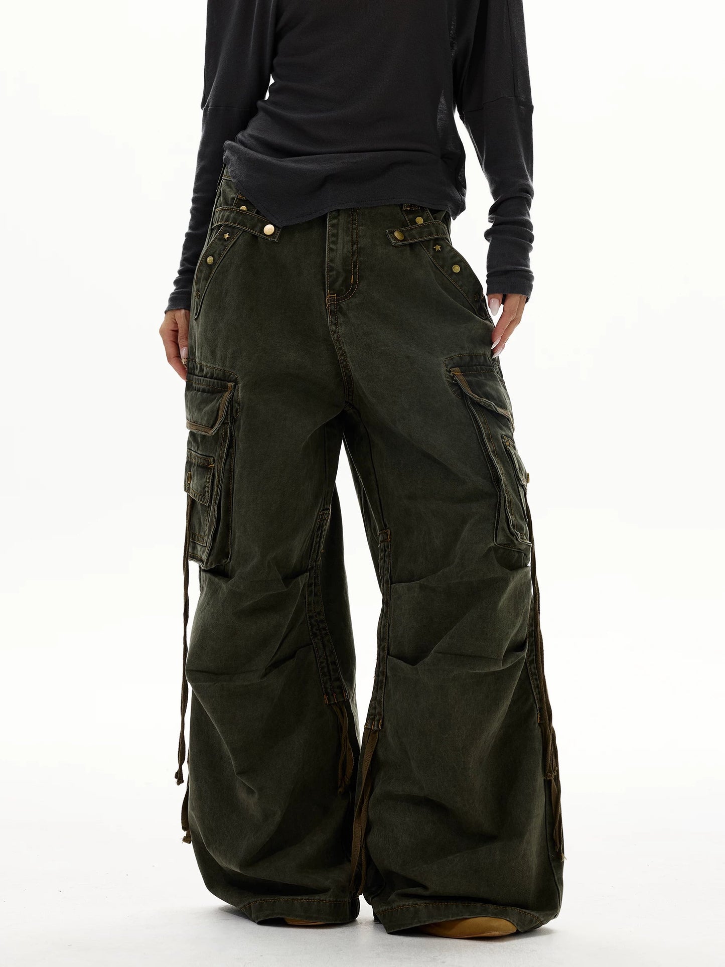 Astro Deck Wide‑Leg Strap Cargo Jeans
