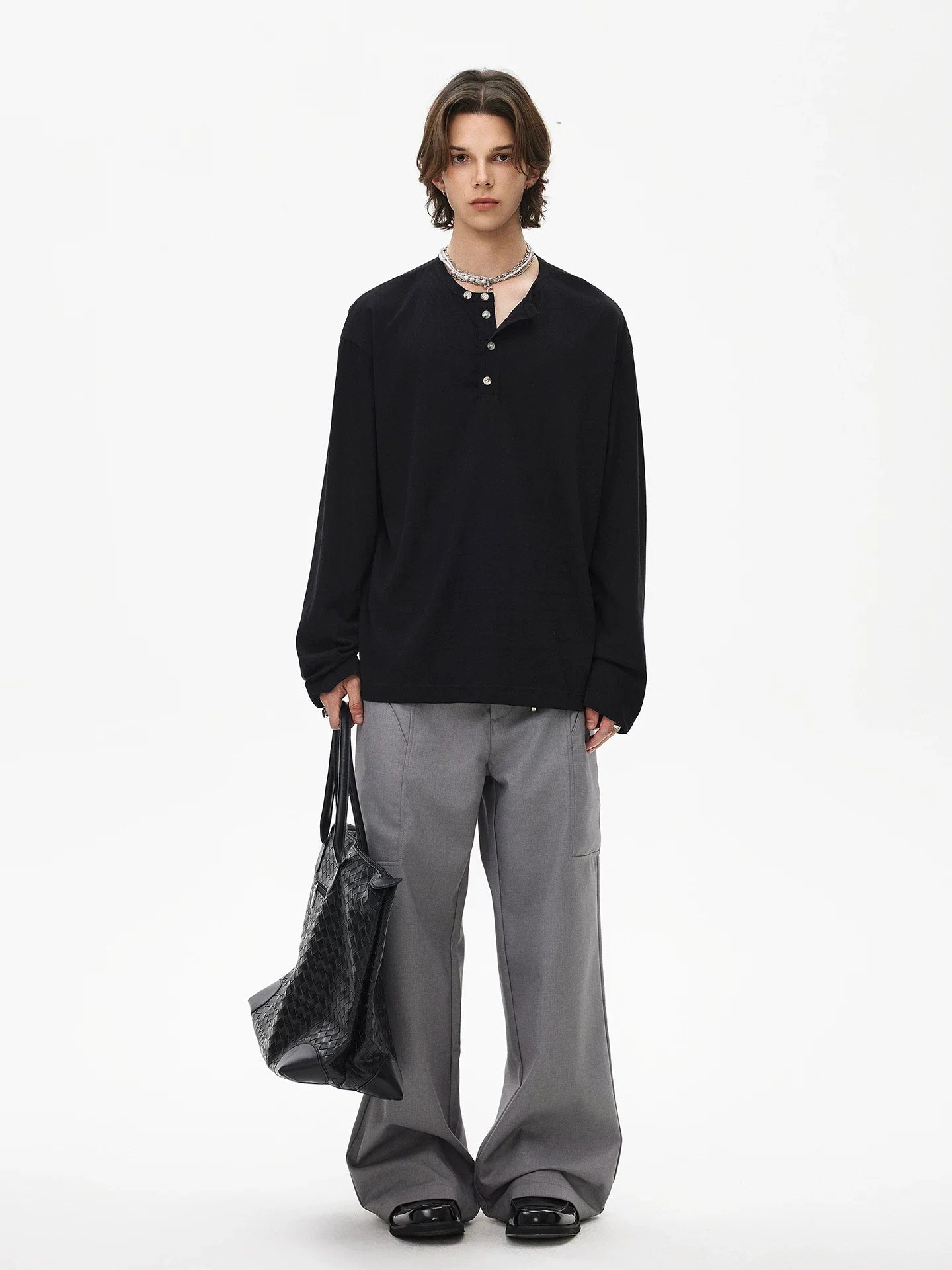 Midnight Button Henley Tee